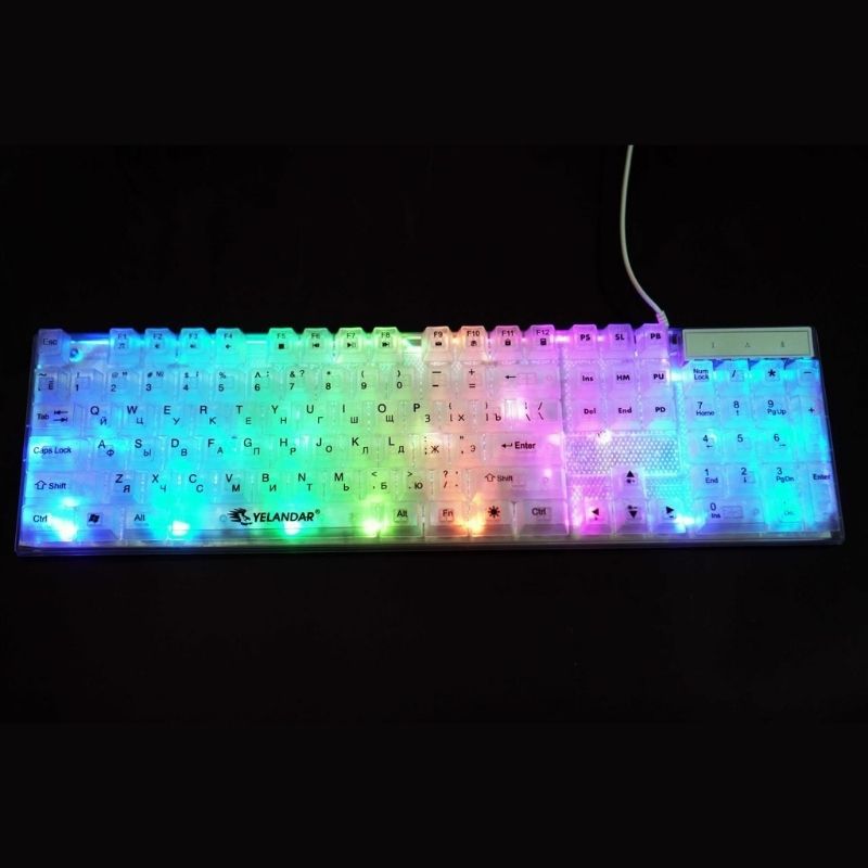 Прозора RGB ігрова клавіатура K101, 104 клавіші, USB, YELANDAR AN-T20- Замовити за ціною 914 грн.
