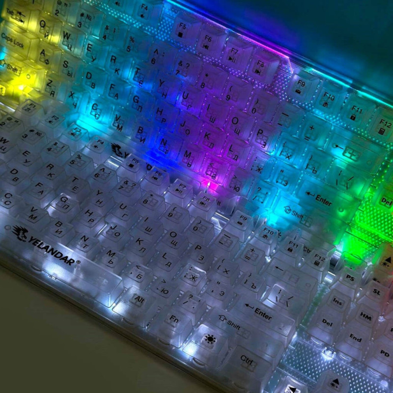 Прозора RGB ігрова клавіатура K101, 104 клавіші, USB, YELANDAR AN-T20- Замовити за ціною 914 грн.
