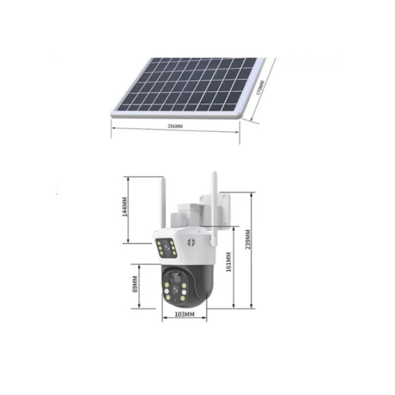 Вулична 4G камера V36-4G SOLAR із двома лінзами, сонячною панеллю