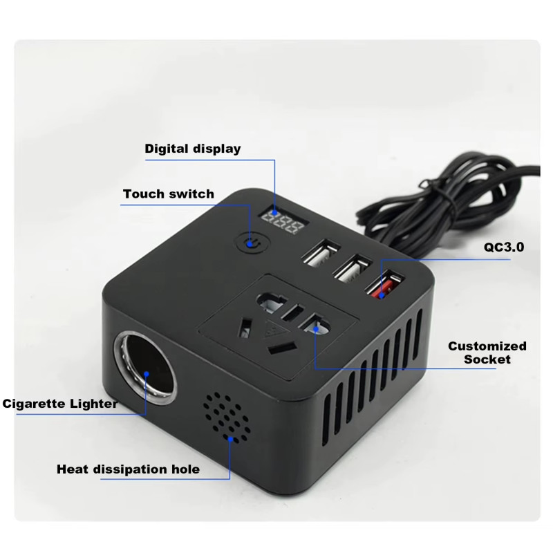 Автомобільний інвертор напруги Car Power, USB, USB Type-C